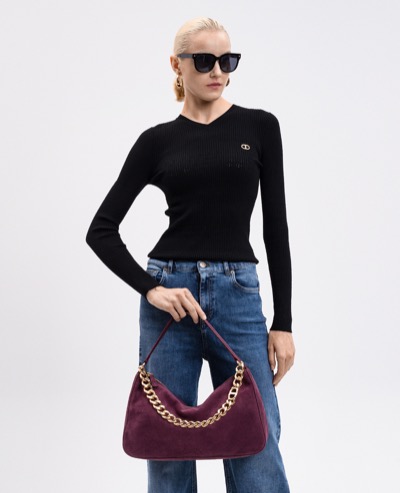 Liliane purple suede hobo bag