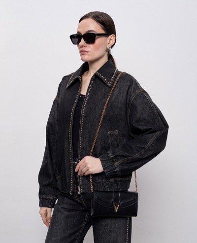 Black leather clutch wallet